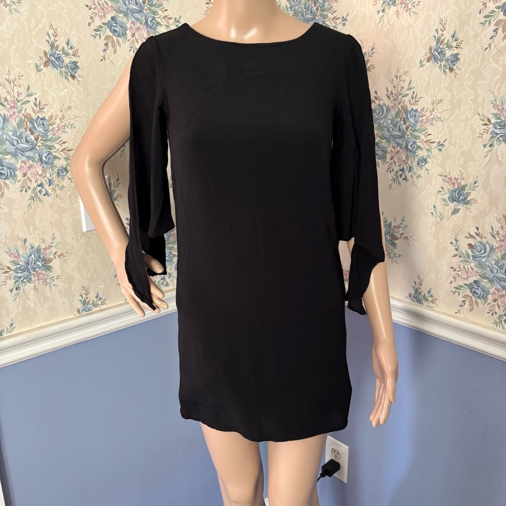Lulus Black Long Slit Sleeve Dress, Size XS